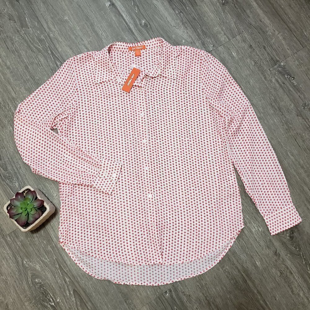 NEW * Joe Fresh * Pink Stars Print Blouse * Sz Lg - Picture 1 of 9
